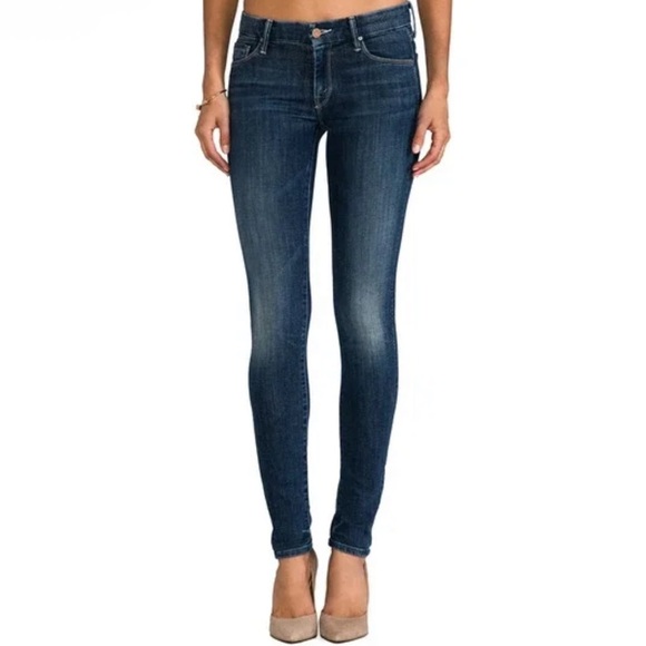 Mother The Looker Here Kitty Kitty Blue Jeans Mid Rise Skinny Size 25 - Picture 1 of 13